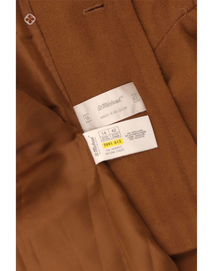 Jachetă St Michael pentru femei la dublu piept UK 14, lână mare, bej