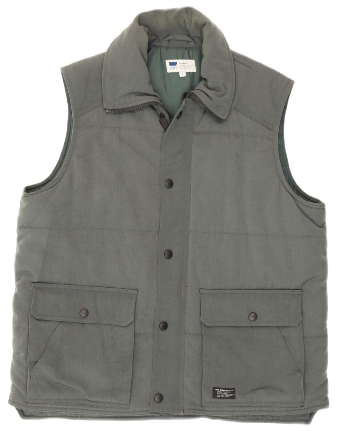 Gilet căptușit pentru bărbați Levi's UK 40 Poliamidă verde mare