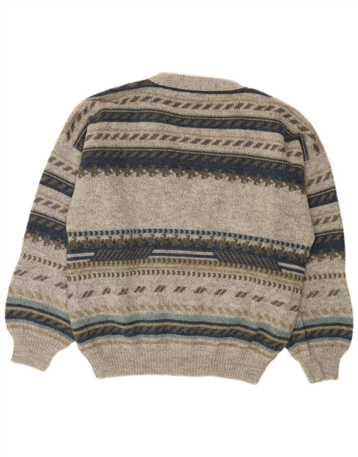 Pulover Cardigan Vintage pentru bărbați IT 52/54 Acrilic mare cu dungi gri