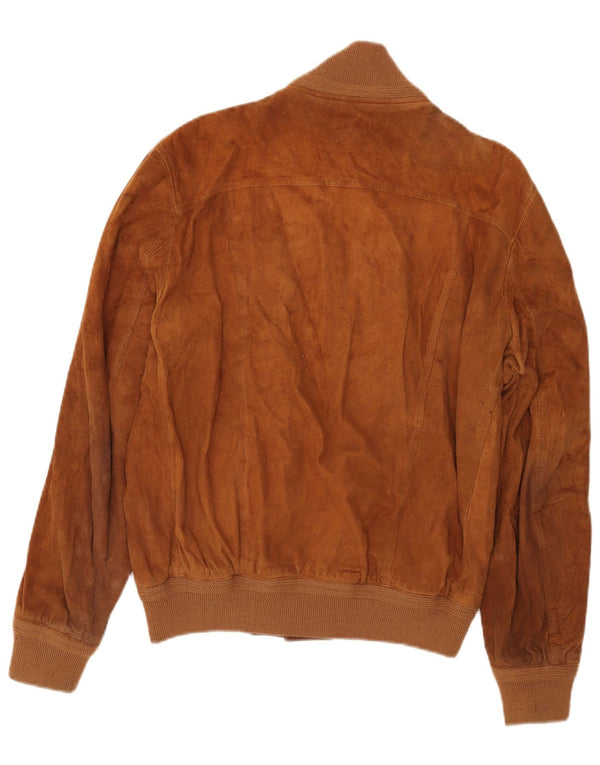 Bomber vintage pentru bărbați din piele intoarsa IT 50 mare, maro, din piele
