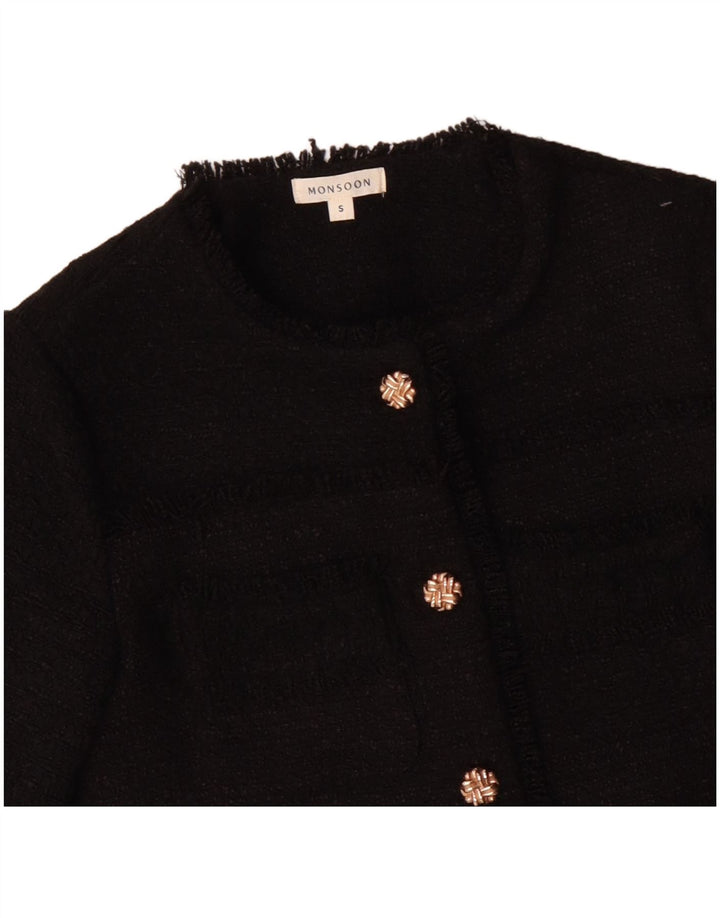Sacou blazer pentru femei MONSOON cu 5 nasturi UK 10 Poliester negru mic