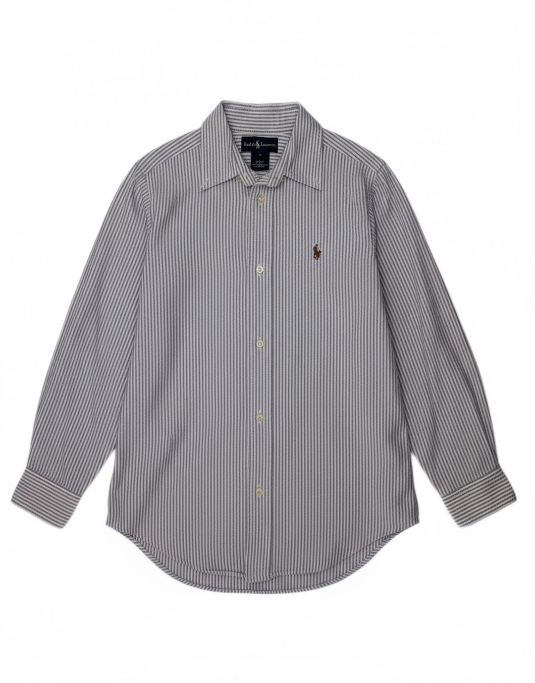 RALPH LAUREN Boys Shirt 6-7 Years Grey Striped Cotton