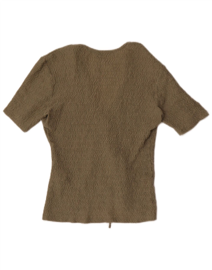 Crop Top cu mânecă scurtă pentru femei Zara UK 8 Small Kaki Poliester