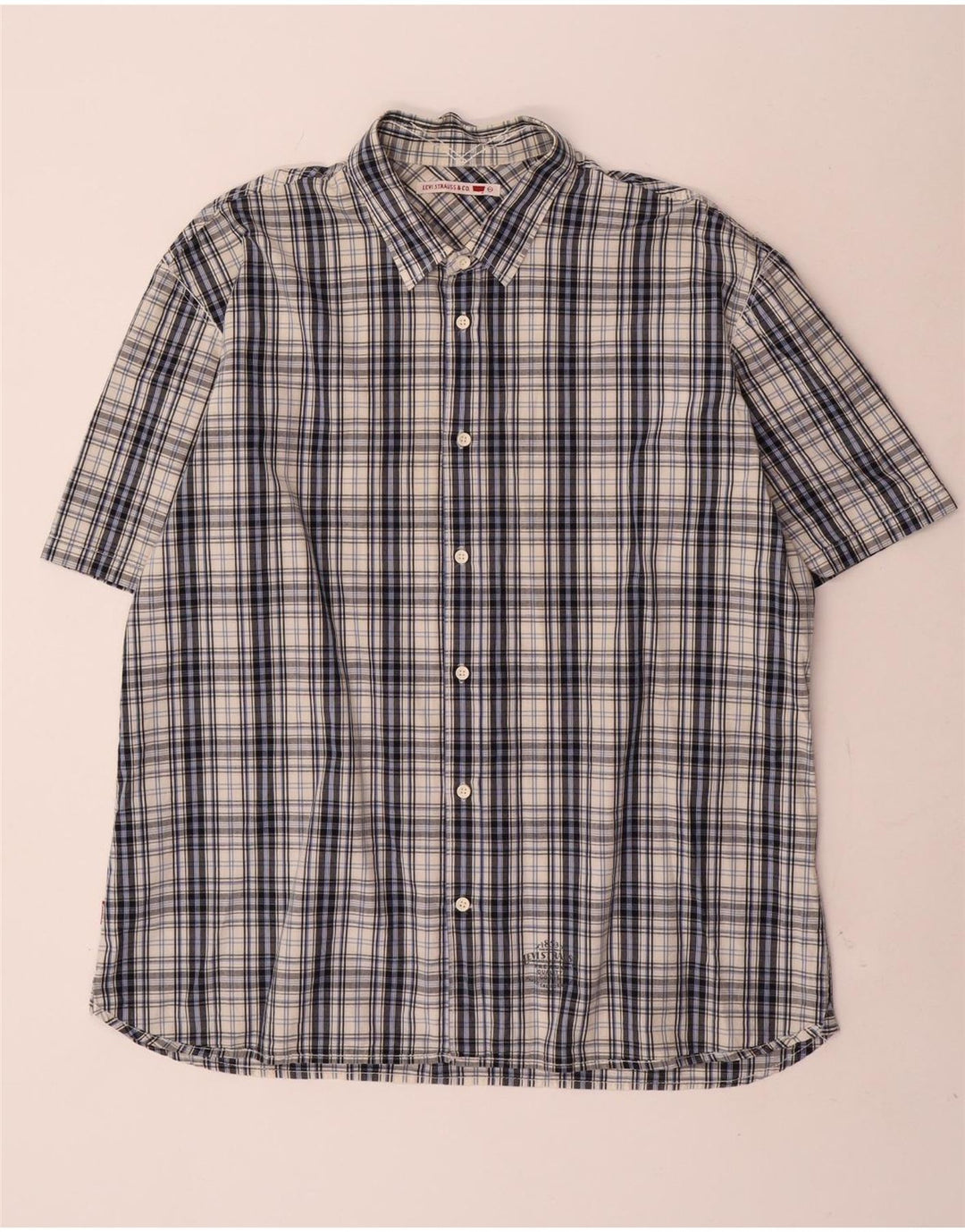Cămașă cu mânecă scurtă pentru bărbați Levi's 2XL, bumbac cu carouri albastre