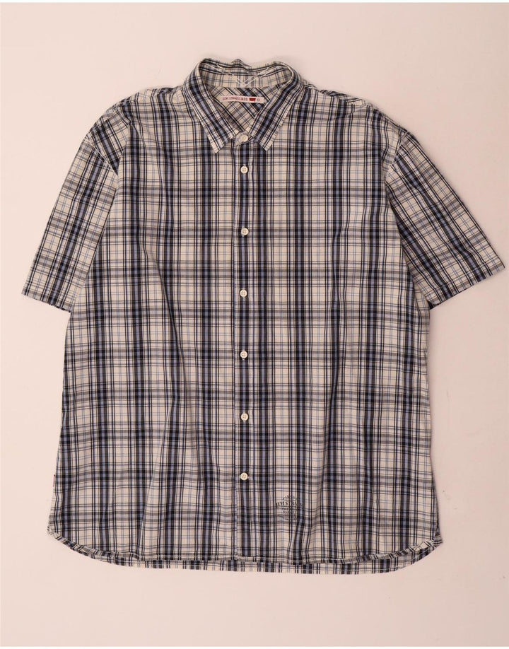 Cămașă cu mânecă scurtă pentru bărbați Levi's 2XL, bumbac cu carouri albastre