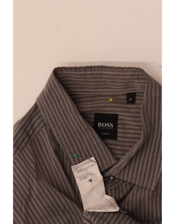 Cămașă pentru bărbați Hugo Boss Slim Fit, bumbac cu dungi gri mediu