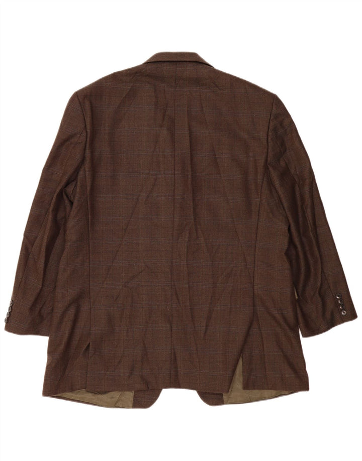 Jachetă pentru bărbați Marks & Spencer, lungă, cu 2 nasturi, UK 46 XL Lână cu carouri kaki