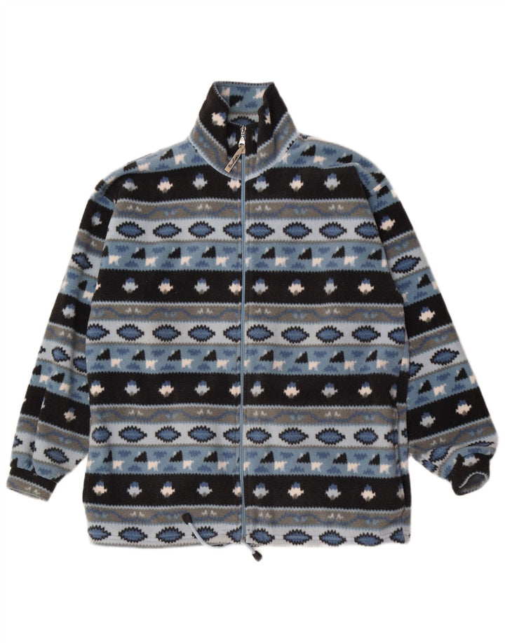 Jachetă vintage pentru bărbați din lână UK 38 Medium Blue Fair Isle Poliester