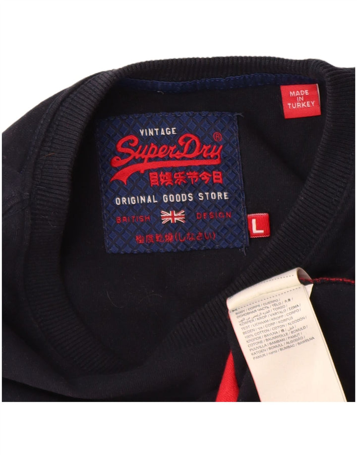 Top grafic pentru bărbați Superdry cu mânecă lungă, mare, roșu, din bumbac color bloc