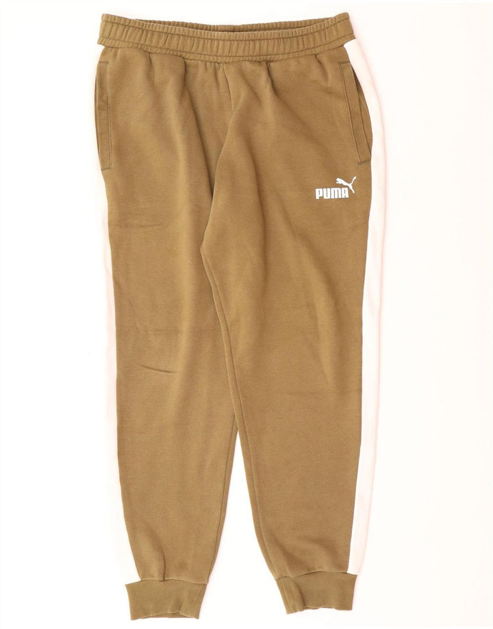 Pantaloni de trening PUMA pentru bărbați Pantaloni de jogging, mari, kaki, bumbac color bloc