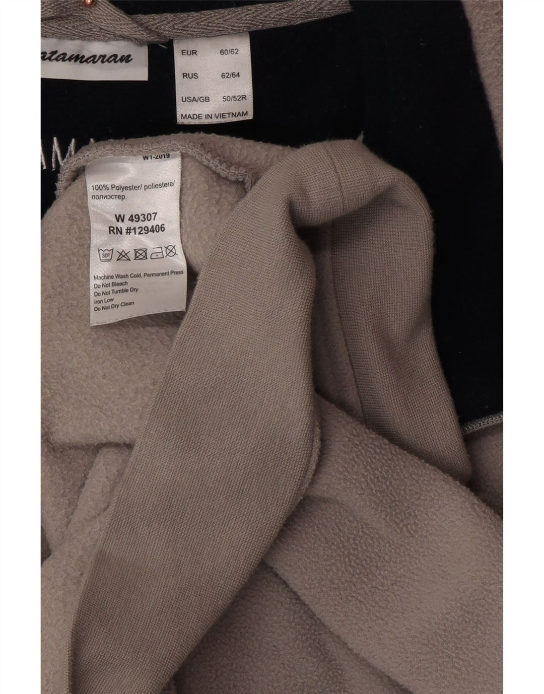 CATAMARAN Pulover pentru bărbați, cu fermoar și gât, din lână UK 50/52 4XL Gri Poliester