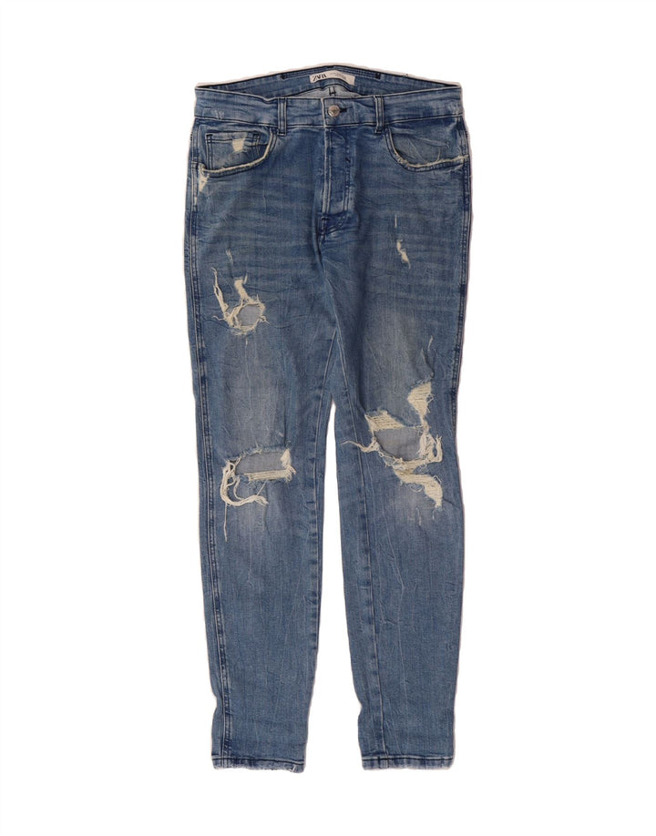 ZARA Womens Distressed Slim Jeans EU 42 Large W32 L30 Blue Vintage Zara and Second-Hand Zara from Messina Hembry 