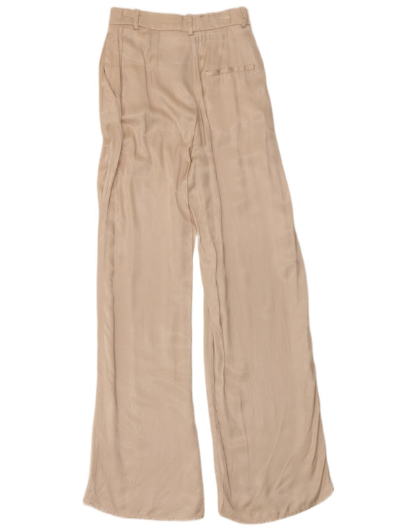 ZARA Womens High Waist Flare Casual Trousers  XS W24 L32 Beige Viscose