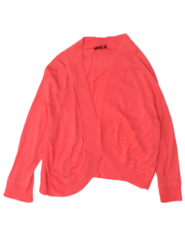 Hobbs Womens Crop Open Cardigan Sweater UK 12 Medium Pink Cotton