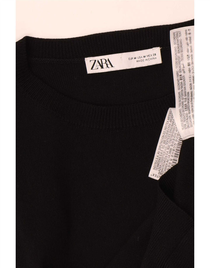 Bluză pentru femei Zara cu mâneci 3/4, UK 12, bumbac mediu negru