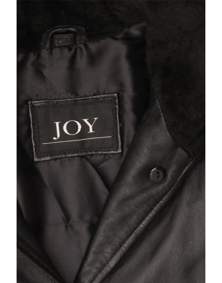 Palton de piele supradimensionat cu glugă pentru femei Joy EU 40 Medium Negru