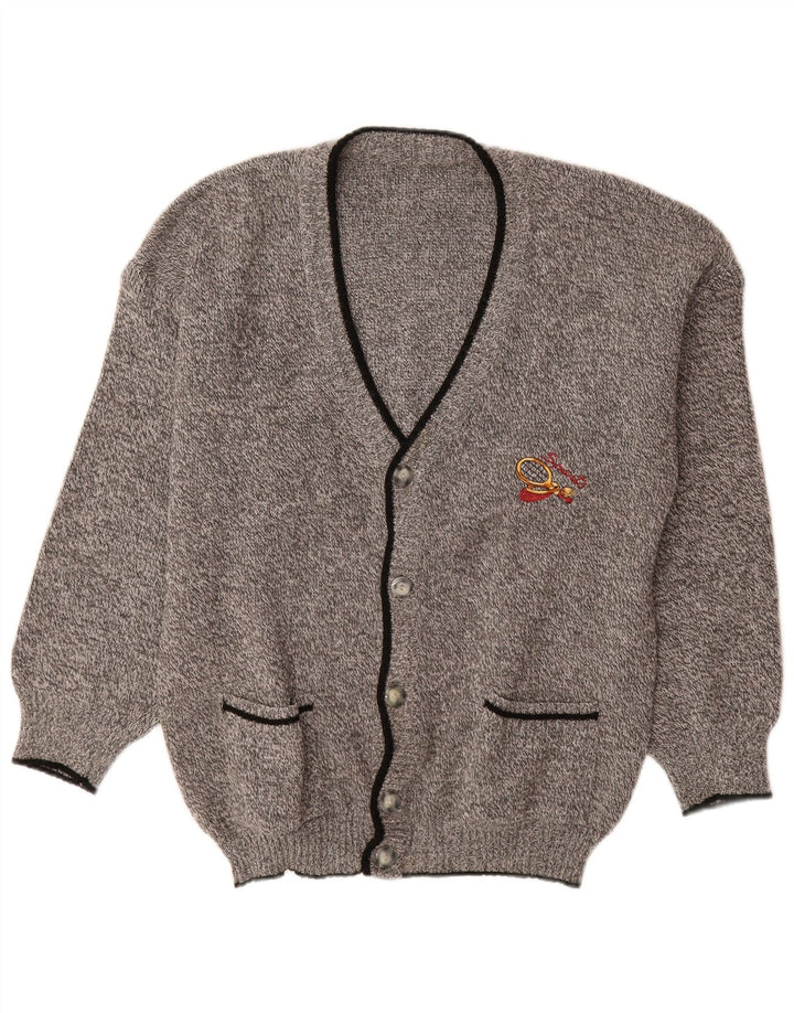 Cardigan Vintage pentru bărbați din lână mare, gri cu pete