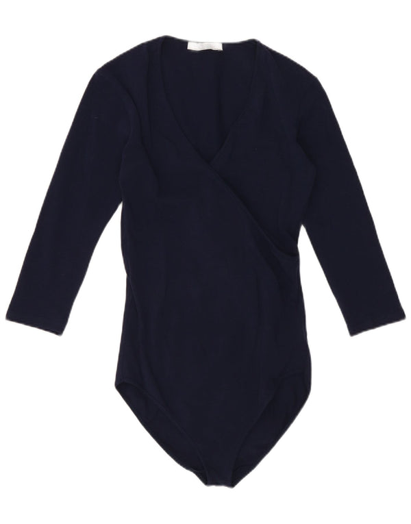 Body Zara femeie cu mâneci 3/4 UK 8 mic bumbac bleumarin