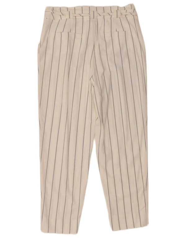 MINT VELVET Pantaloni tăiați pentru femei UK 10 Small W32 L25 White Striped