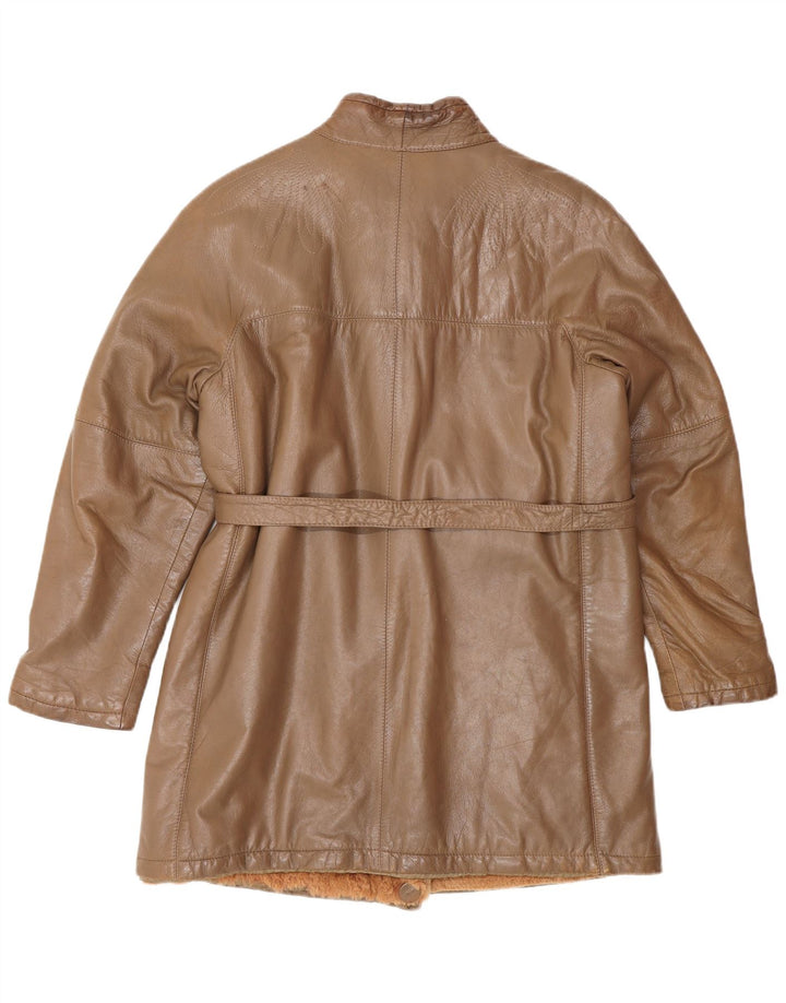 Palton de piele vintage pentru femei UK 14 piele maro medie