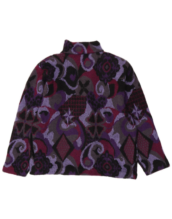 Pulover cardigan supradimensionat pentru femei VINTAGE UK 10 Mic violet geometric