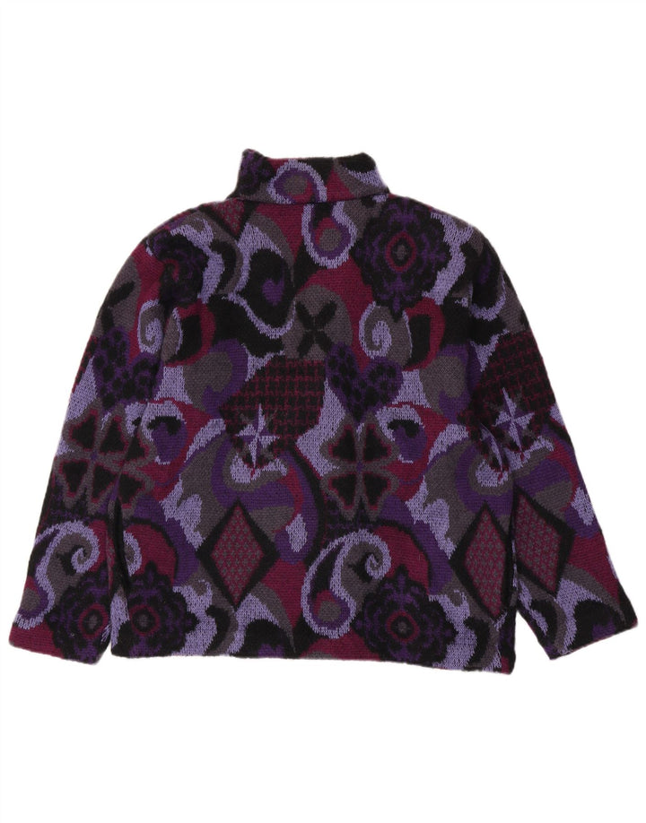 Pulover cardigan supradimensionat pentru femei VINTAGE UK 10 Mic violet geometric