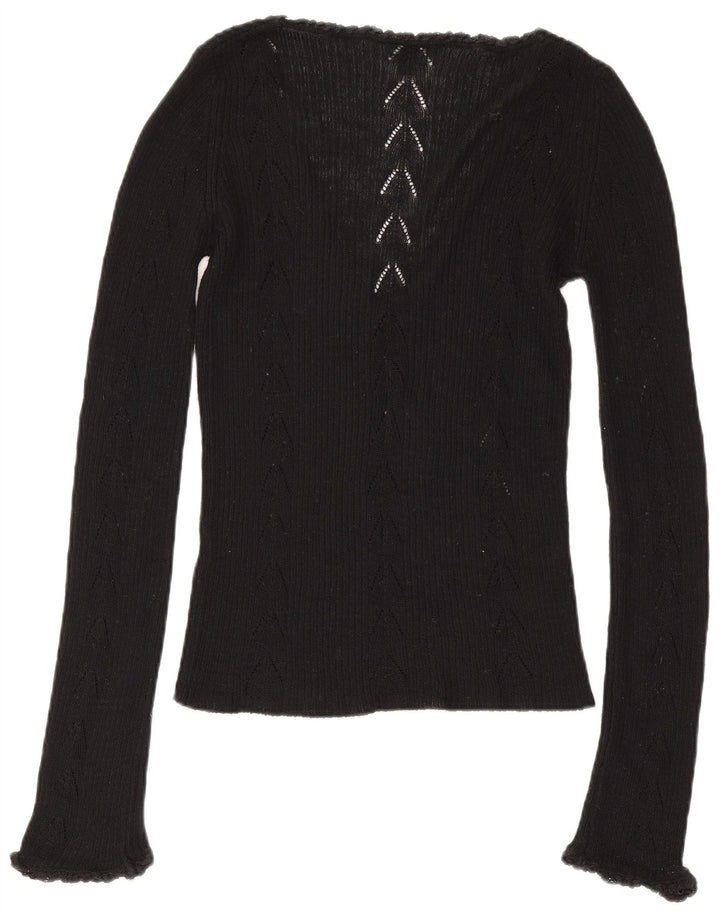 Calvin Klein Top grafic pentru femei cu mânecă lungă UK 12 Medium Black