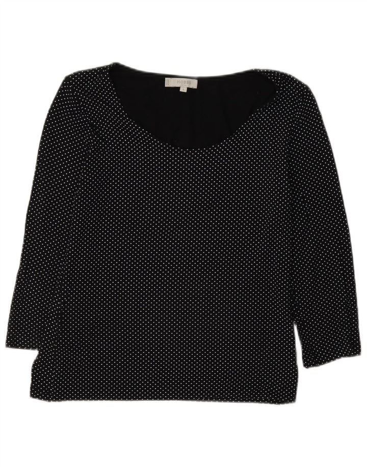Top pentru femei Hobbs cu mâneci 3/4 UK 10 Small Black Spotted Viscose