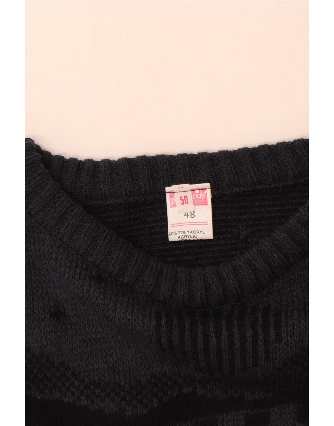 Pulover vintage pentru bărbați cu gât roșu IT 48 Medium Gri Geometric