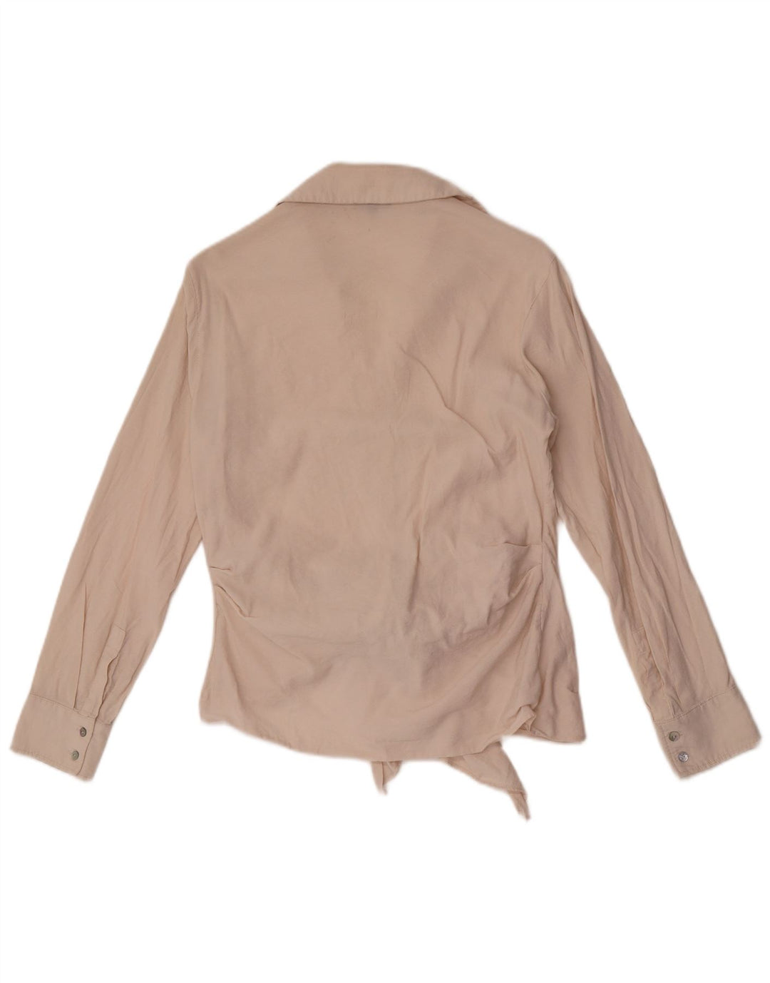 Bluză cămașă cu cravată în față pentru femei Massimo Dutti UK 10 Mic Bej Viscoză