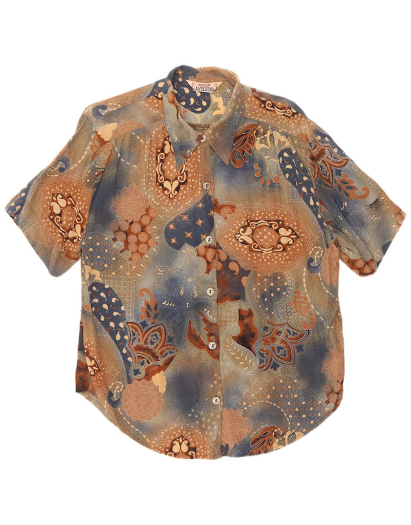 Bluză vintage cămașă cu mânecă scurtă pentru femei UK 18 XL multicoloră cachetele