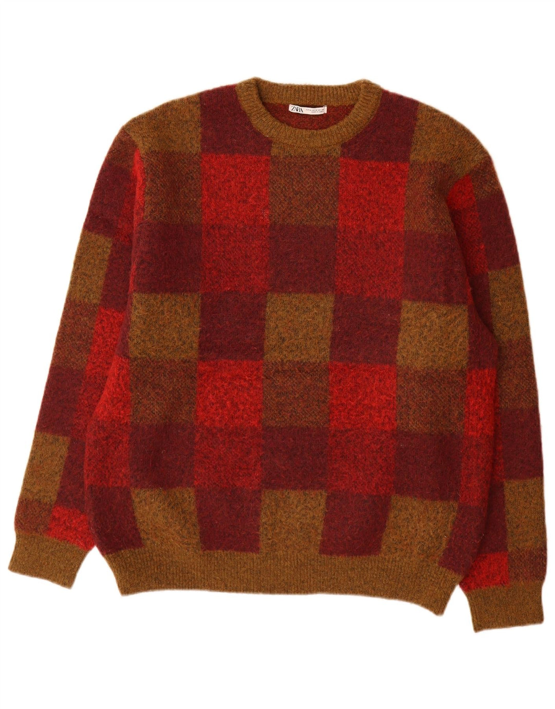 Pulover pentru bărbați Zara, cu decolteu rotund, poliester geometric multicolor mediu