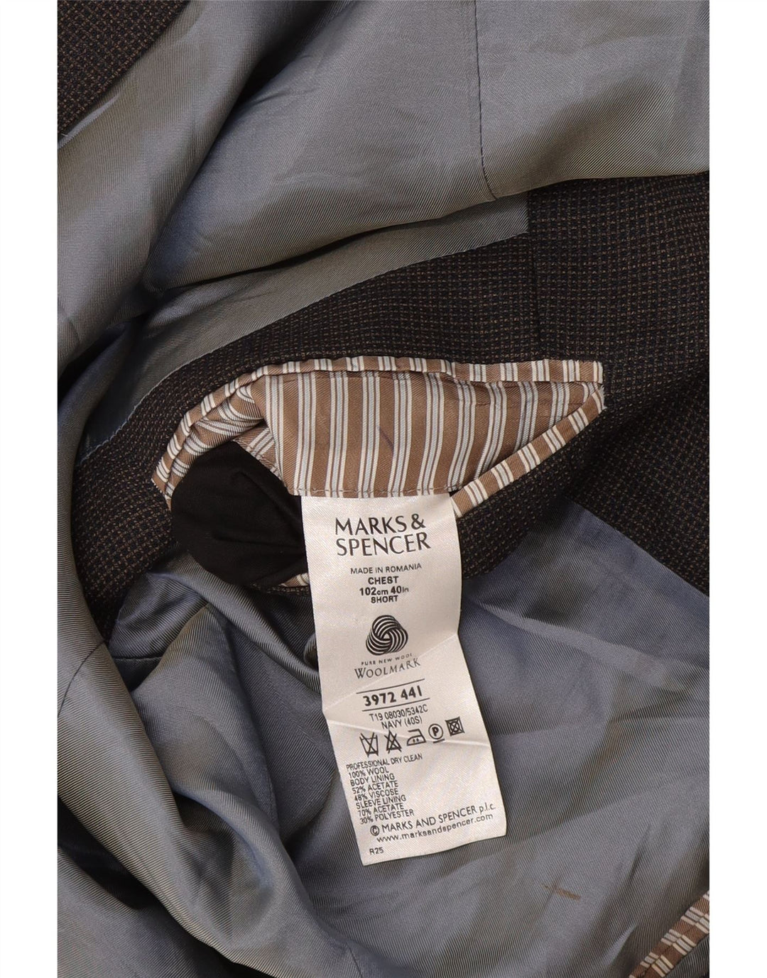 Jachetă pentru bărbați Marks & Spencer Blazer scurtă UK 40 Medium Bleumarin Check