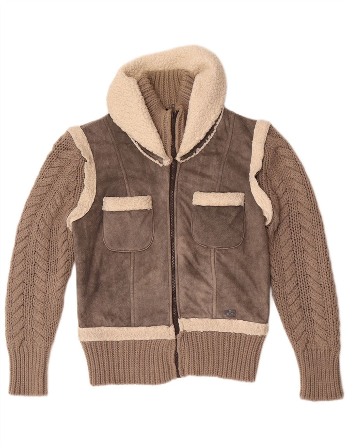 Jachetă Bomber tricot Sherpa pentru femei Gaudi IT 46 Poliester mare gri
