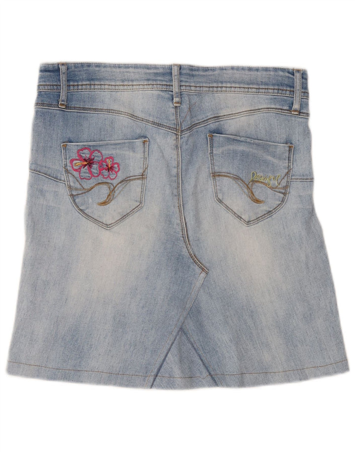 Fusta Desigual Mini Denim Grafică W30 Albastru Mediu Floral