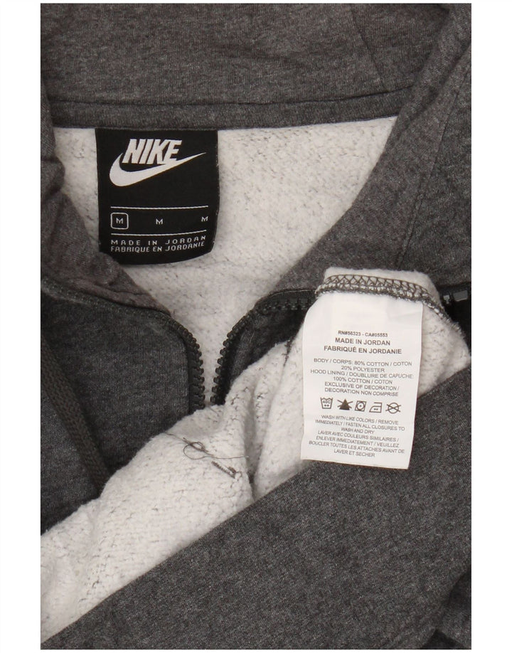 NIKE Mens Zip Hoodie Sweater Medium Grey Cotton