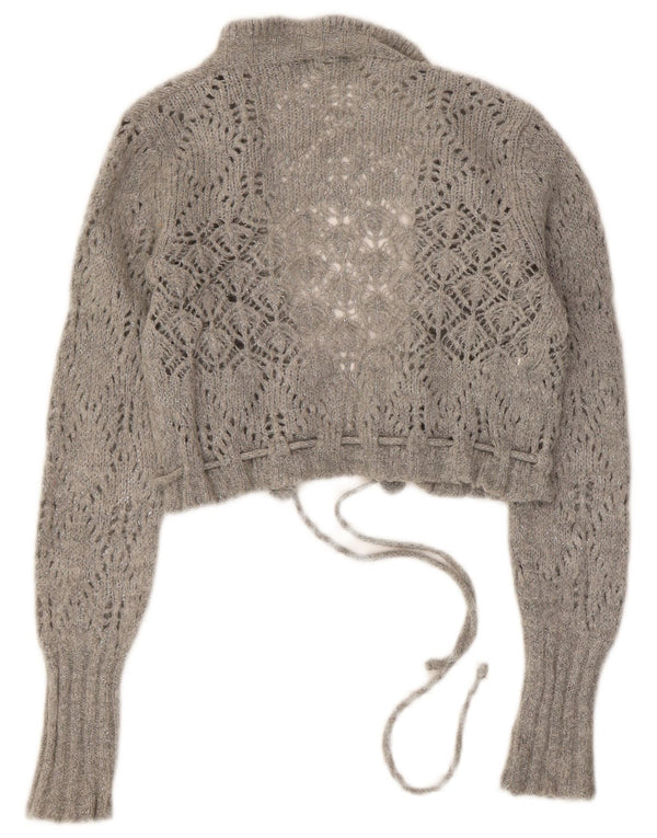 Pulover cardigan bolero pentru femei Benetton UK 10 mic, gri cu pete acrilice