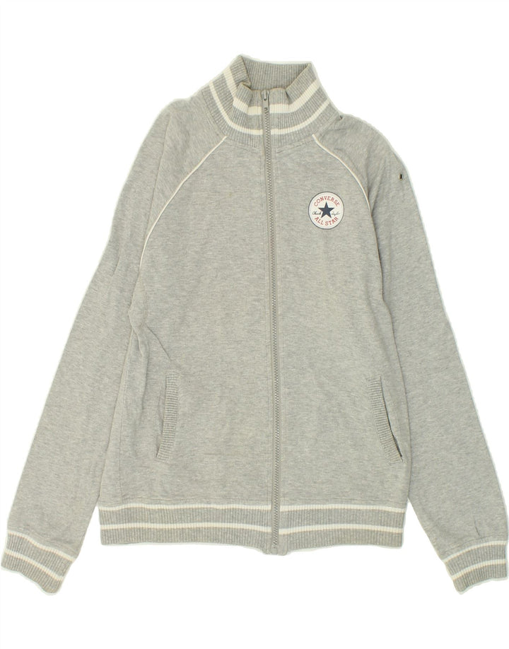 CONVERSE Womens Graphic Tracksuit Top Jacket UK 10 Small Grey Cotton Vintage Converse and Second-Hand Converse from Messina Hembry 