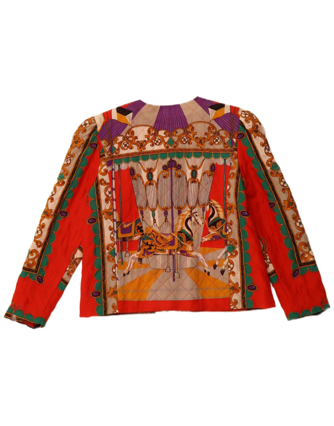 VINTAGE Jachetă cu 5 nasturi cu grafică pentru femei IT 42 Paisley portocaliu mediu