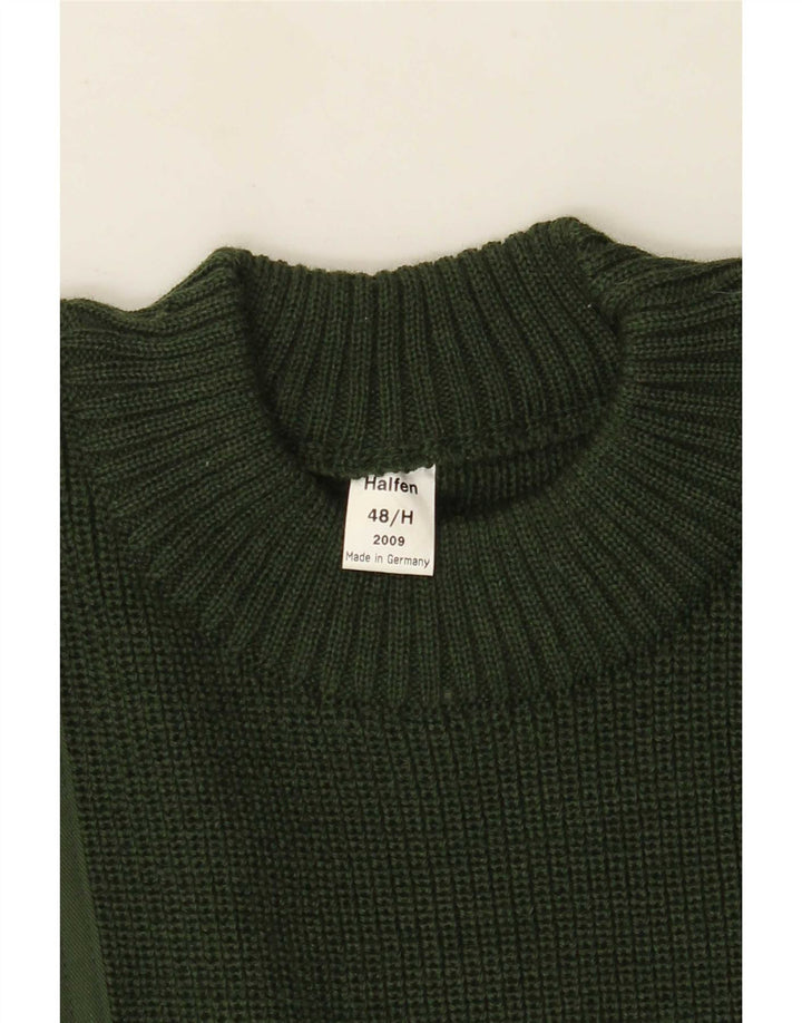 Pulover Halfen pentru bărbați cu gât roșu IT 48 Medium Green Colorblock Lână