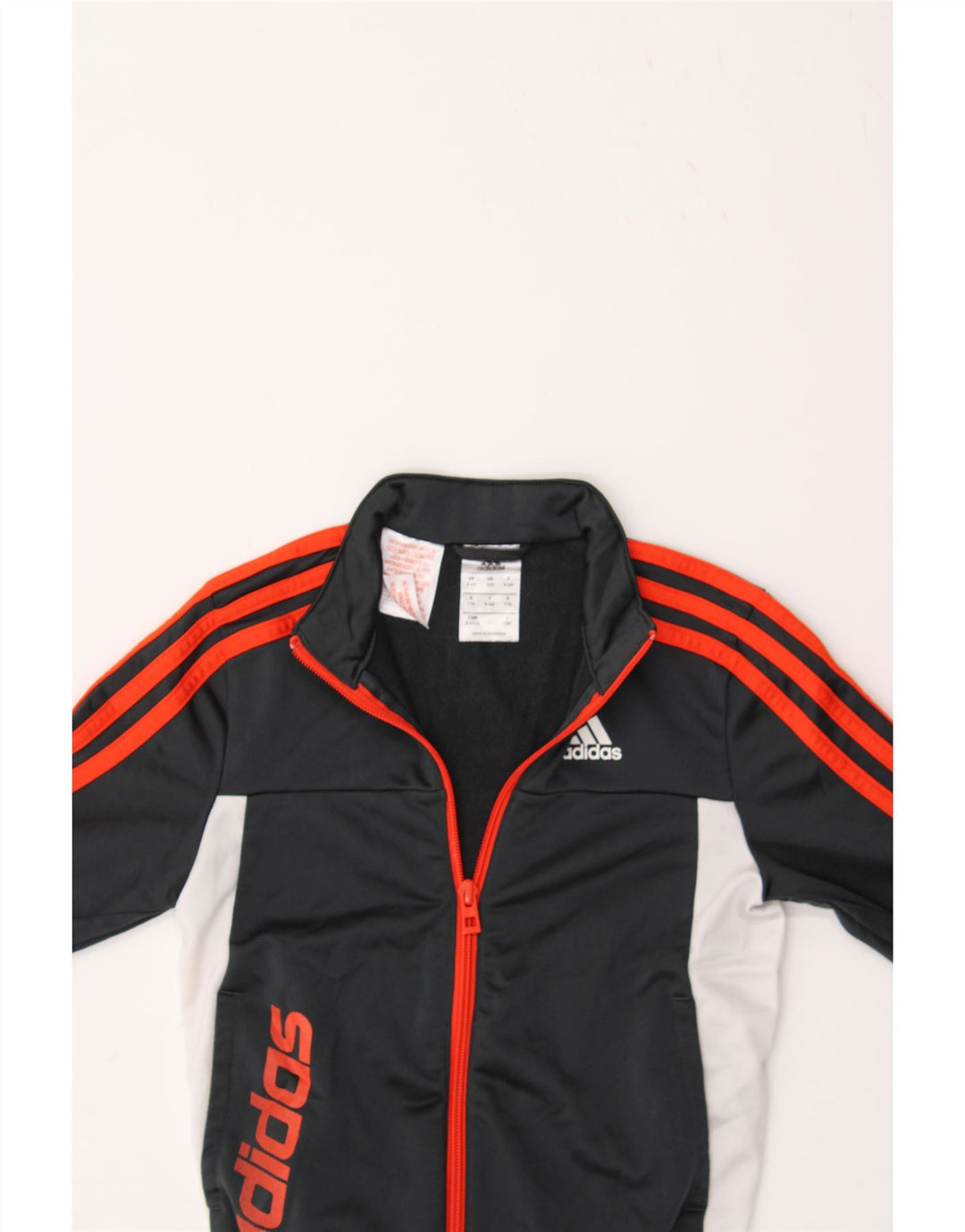 ADIDAS Boys Graphic Tracksuit Top Jacket 5-6 Years Black Colourblock Vintage Adidas and Second-Hand Adidas from Messina Hembry 