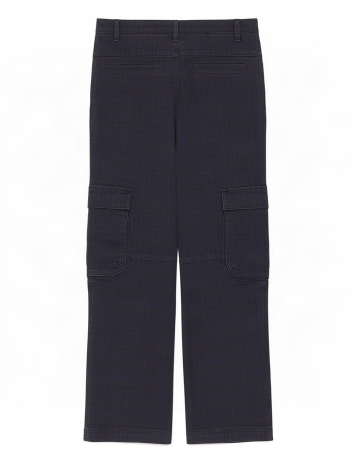 Pantaloni cargo drepti pentru femei Zara Mediu L28 L28 Bleumarin Check