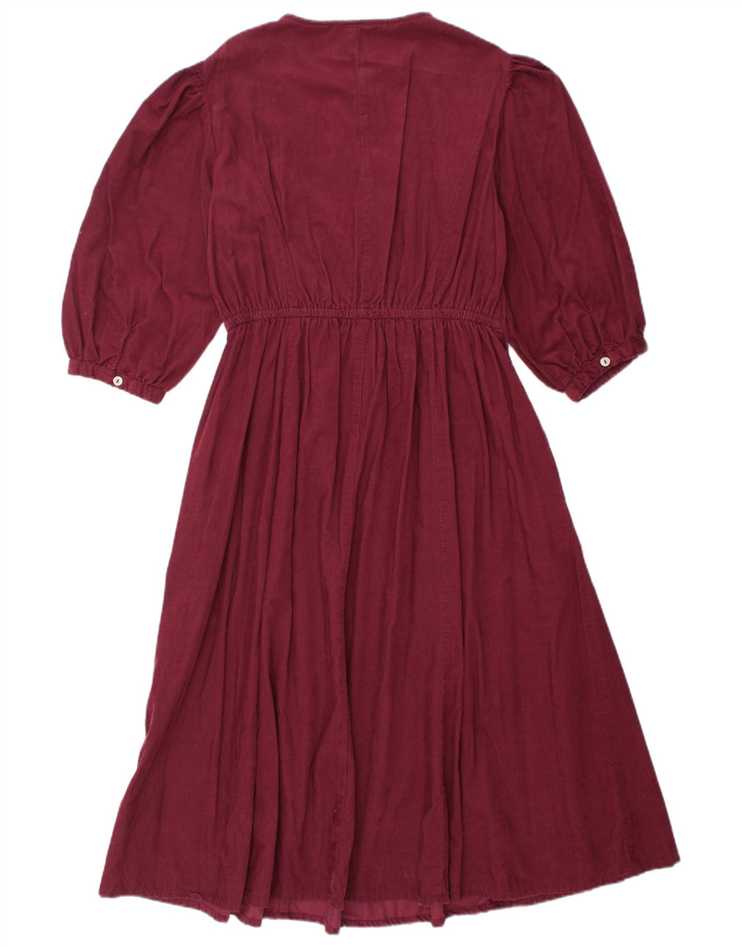 MONSOON Rochie A-Line din velur cu mâneci 3/4 pentru femei UK 12 Burgundy mediu