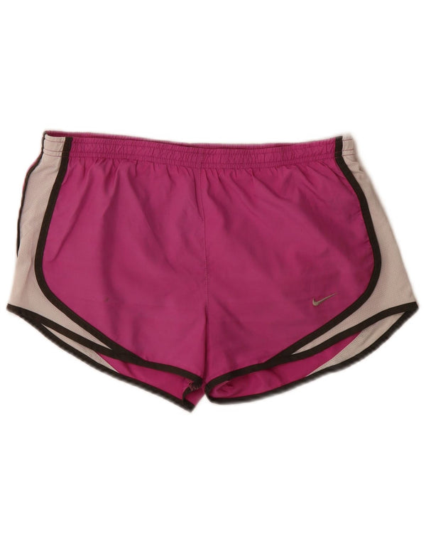 Pantaloni scurți sport Nike Dri Fit pentru femei UK 14 Medium Pink Colorblock Poliester