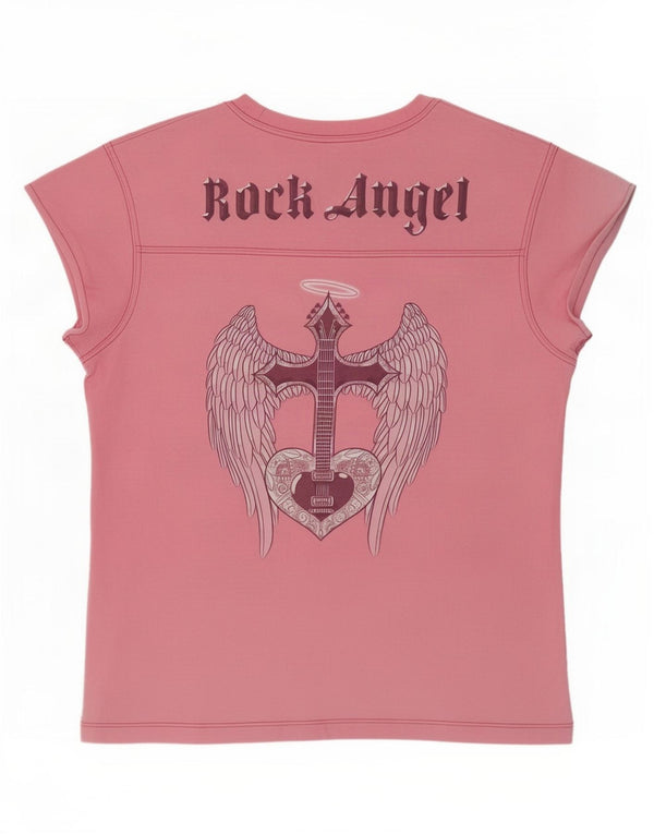 Tricou cu grafică din Londra Hard Rock Cafe pentru femei Top UK 12, bumbac roz mediu