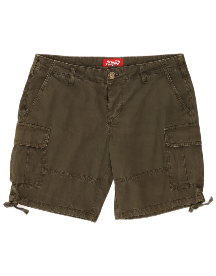 Pantaloni scurti cargo pentru femei Playlife IT 44 Medium W32 Kaki