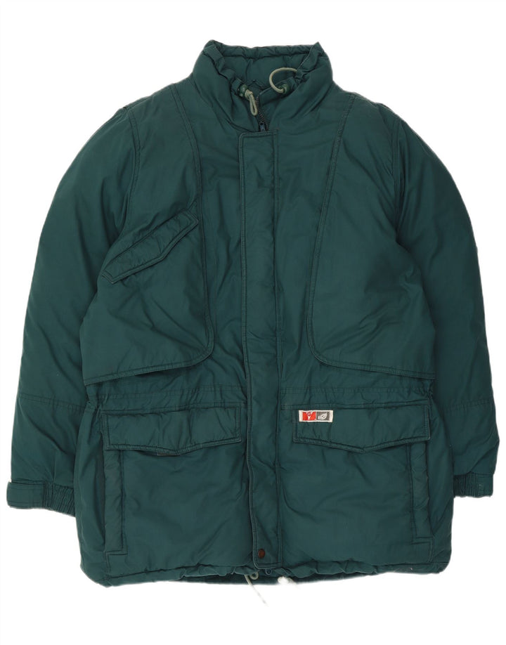Jachetă de schi căptușită cu glugă vintage pentru bărbați IT 54 2XL Poliester verde