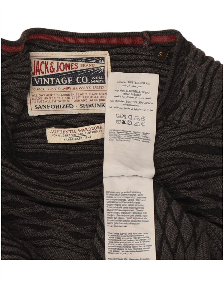 Pulover Jack & Jones pentru bărbați, cu gât roșu, mic, gri Argyle/Diamond Bumbac