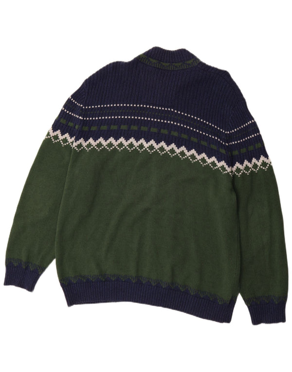 Pulover Nautica pentru bărbați cardigan 2XL Kaki Bumbac Fair Isle