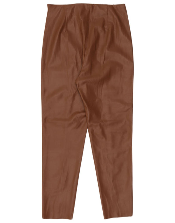 Pantaloni subțiri din piele artificială pentru femei cu talie înaltă Zara L30 L27 maro